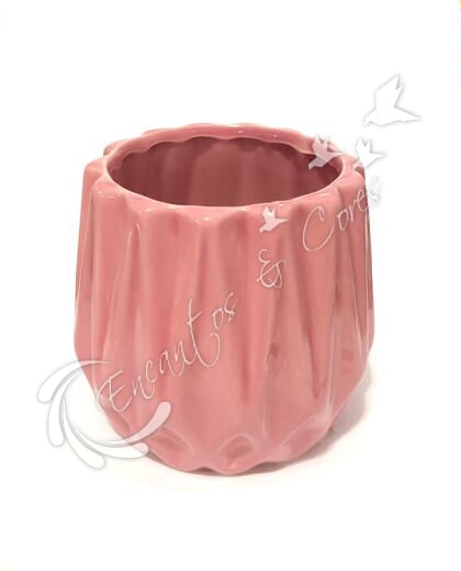 CACHEPOT EM CERÂMICA ROSA