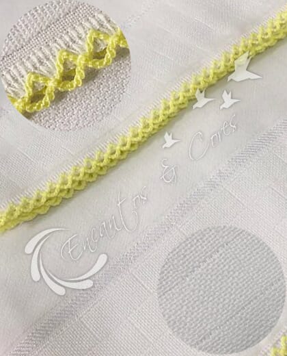 FRALDA MABBER HELLO BABY ESTRELA QUADRICULADA COM CROCHET AMARELO BEBE PINTE E BORDE