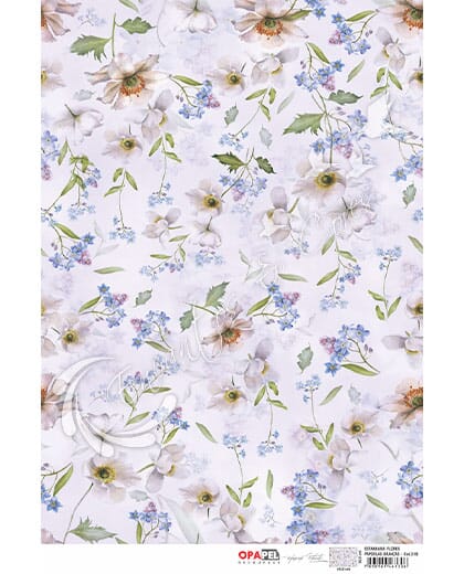 OPAPEL 30X45 - 3188 ESTAMPARIA FLORES PAPOULAS BRANCAS