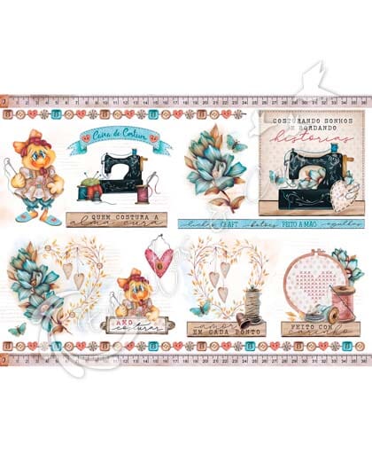 PAPEL DECOUPAGE LITOARTE PDZ-009 COSTURA VINTAGE