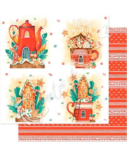 PAPEL SCRAP LITOARTE DUPLA FACE SDN-132 XÍCARAS, BULE, BISCOITOS AQUARELA