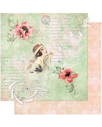 PAPEL SCRAPBOOK LITOARTE DUPLA FACE SD-1055 ESTAMPARIA FLOR DAMA