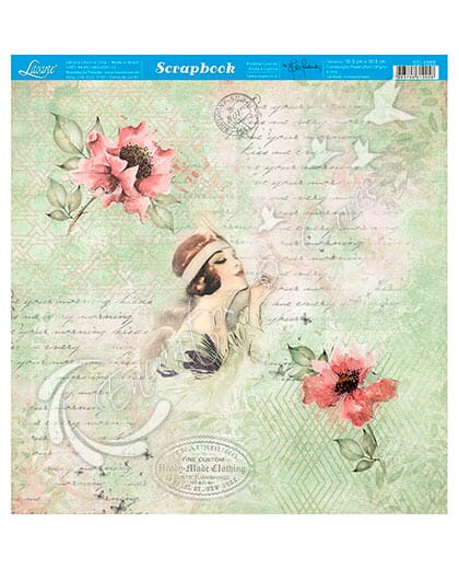 PAPEL SCRAPBOOK LITOARTE DUPLA FACE SD-1055 ESTAMPARIA FLOR DAMA