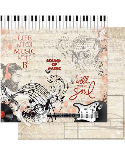 PAPEL SCRAPBOOK LITOARTE DUPLA FACE SD-1147 MASCULINO MUSICAL