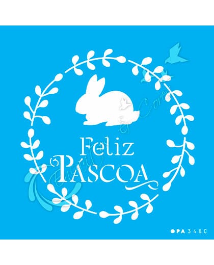 STENCIL 14X14 OPA PASCOA 3480 FELIZ PASCOA II