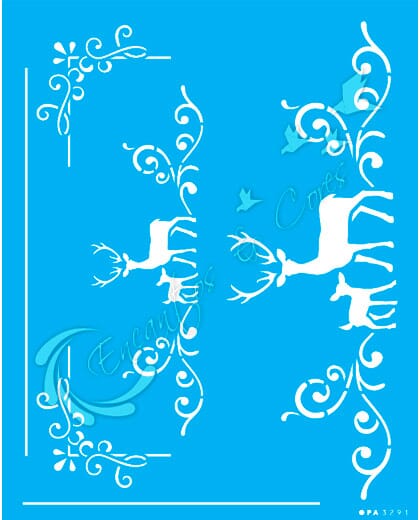 STENCIL 20X25 OPA 3291 CERVOS E ARABESCOS