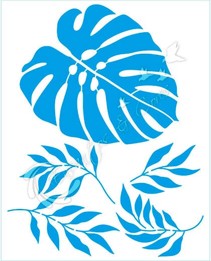 STENCIL LITOARTE STRL-016 FOLHAS TROPICAL ORGANICO