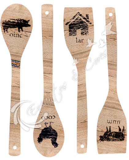 APLIQUE MDF KIT LITOARTE APM8 -1353 COLEÇÃO FARM - TALHERES