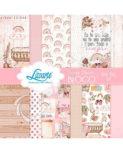 BLOCO SCRAP LITOARTE SBXV-038 COLEÇÃO BOHO BABY GIRL