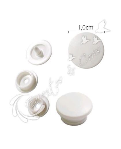 BOTÃO PLÁSTICO PRESSÃO TAM10 1,0CM BRANCO 10un