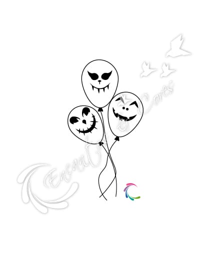CARIMBO ENCANTOS E CORES BASE ACRILICO BALÕES DE FANTASMAS HALLOWEEN G2-11