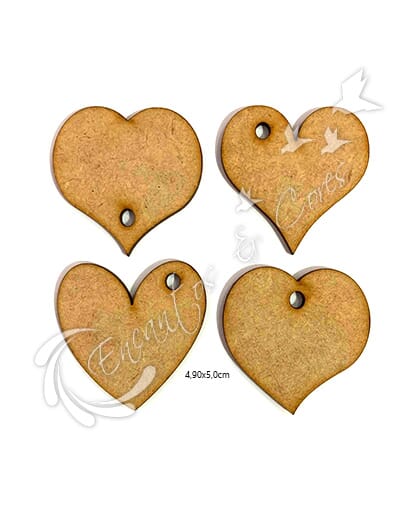 KIT TAG CORAÇÕES LISOS EM MDF ECM064