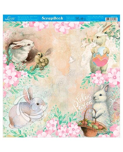 PAPEL SCRAP LITOARTE DUPLA FACE SDP-016 COELHO OVOS