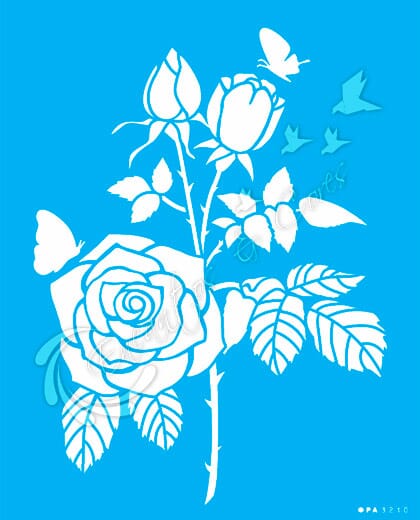 STENCIL 20X25 OPA 3210 FLOR ROSAS E BORBOLETA