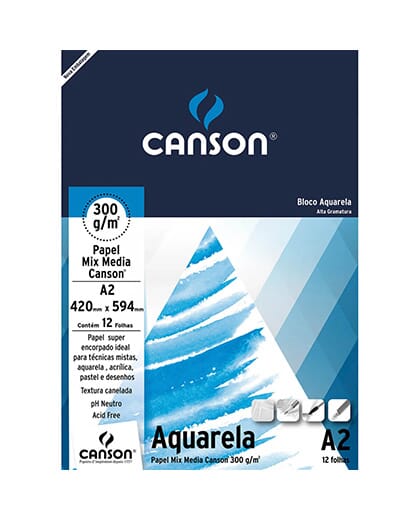 BLOCO AQUARELA UNIVERSITARIO 12FLS A2 300GM2