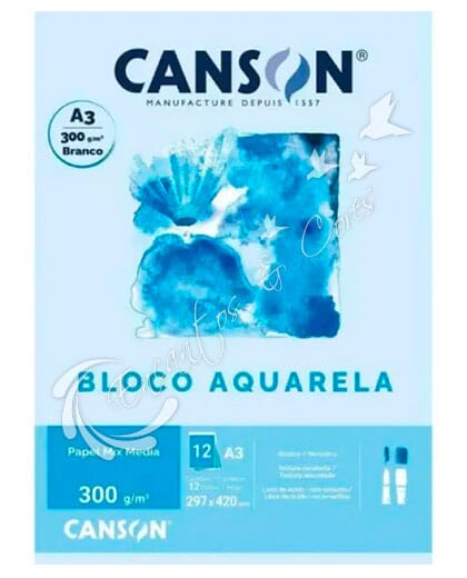 BLOCO AQUARELA UNIVERSITARIO 12FLS A3 300GM2