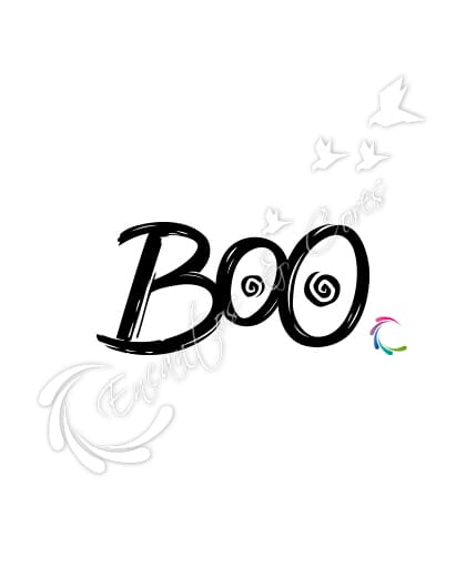 CARIMBO ENCANTOS E CORES BASE ACRILICO PALAVRA BOO I HALLOWEEN G-32