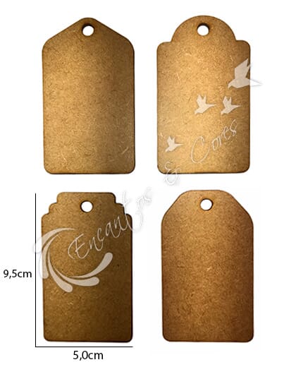 KIT TAG RETANGULAR EM MDF 3MM ECM069