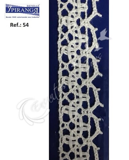 RENDA IPIRANGA BRANCA 100% ALGODÃO TIPO CROCHET 10MX1,5CM 54