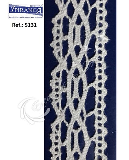 RENDA IPIRANGA BRANCA 100% ALGODÃO TIPO CROCHET 10MX2,5CM 5131