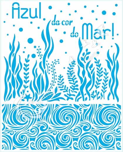 STENCIL LT STR-301 MARITIMO ALGAS ONDAS DO MAR