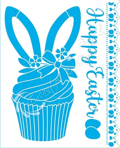 STENCIL LT STR-306 PASCOA CUPCAKE HAPPY EASTER