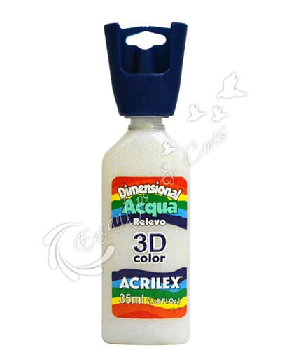 TINTA DIMENSIONAL RELEVO 3D ACRILEX GLITTER NEVE 35 ML